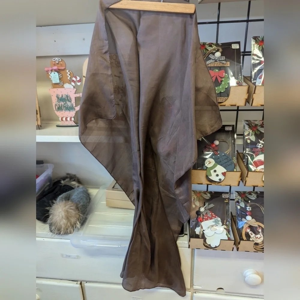 🤎 Brown Silk vintage Skinny scarf Has Minor flaws